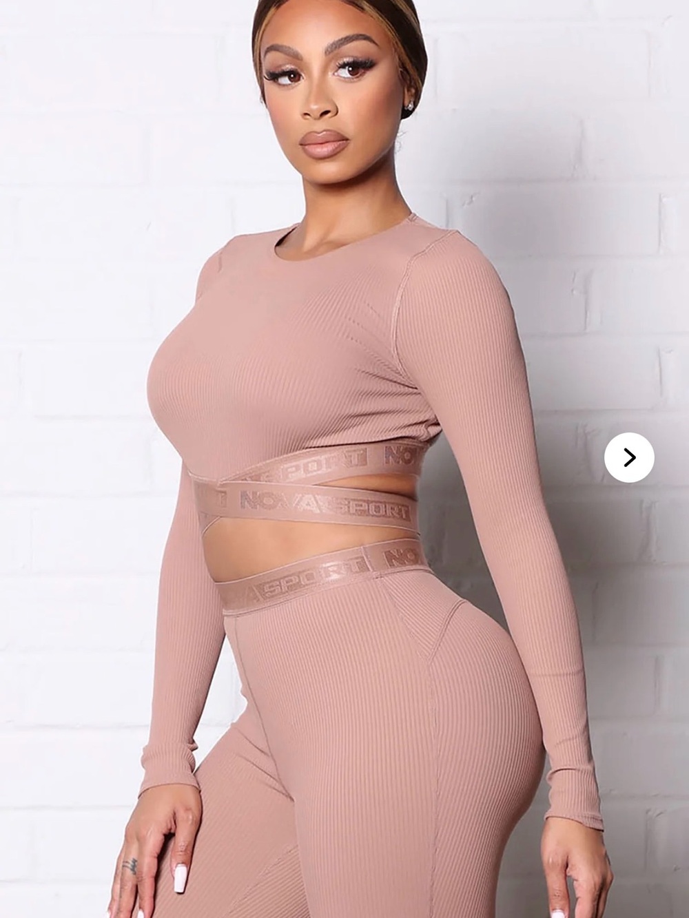 Fashion Nova Ribbed Long-Sleeve Crop Top in Mauve
